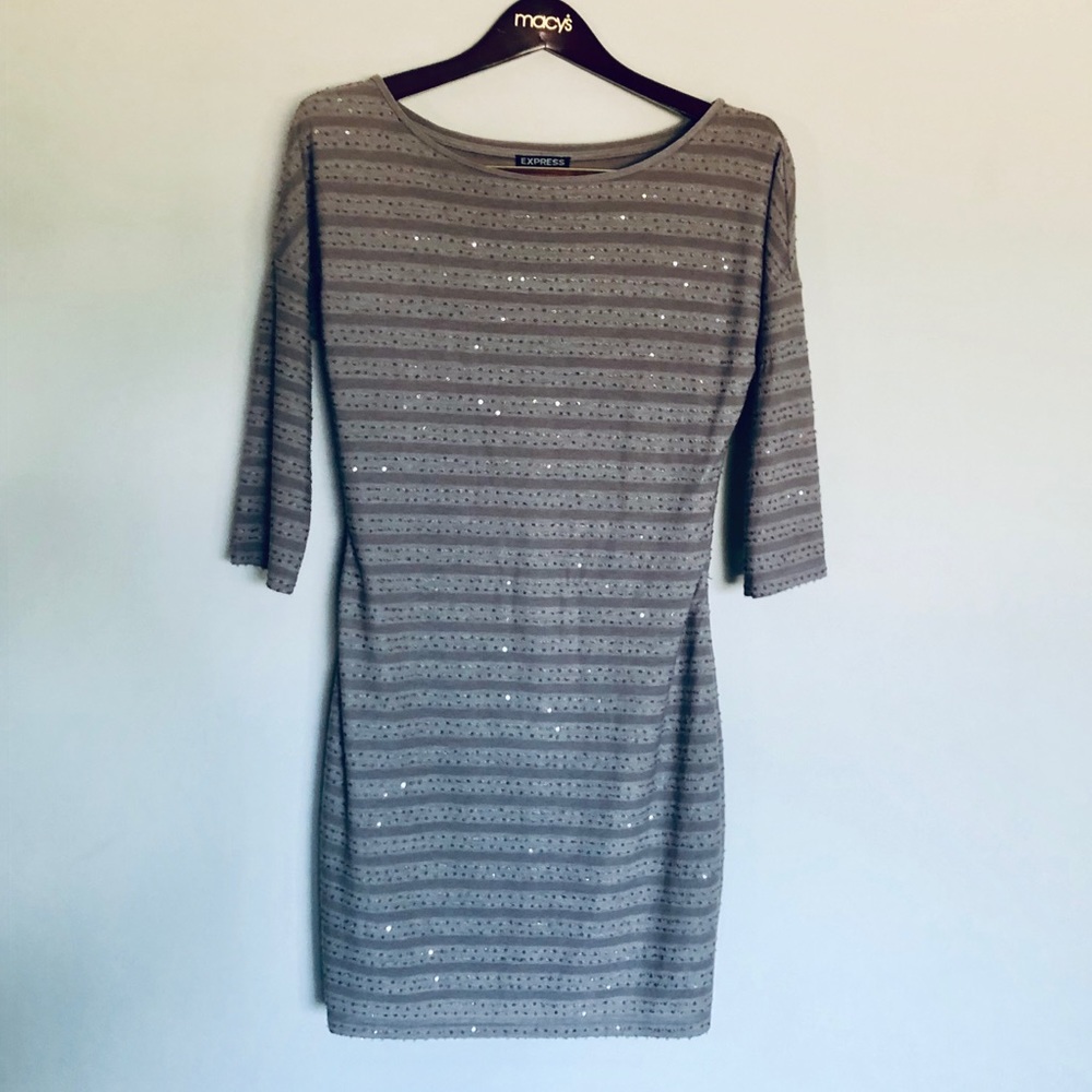 Sequin long-sleeved mini dress